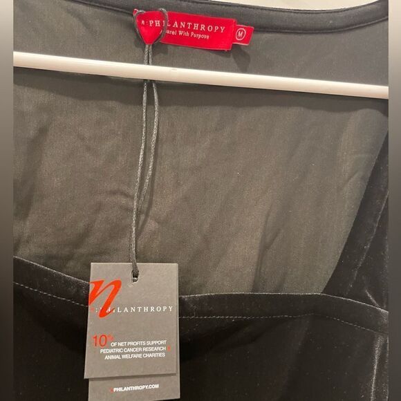 n: Philanthropy Revolve Armida Black Square Neck Long Sleeve Velvet Top.Size M - Picture 7 of 12